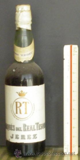 Botellas antiguas: Botella miniatura Jerez RT - Foto 1