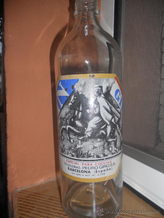 Botellas antiguas: BOTELLA GIN GIRO, SERIGRAFIADA,  1  LITRO - Foto 1