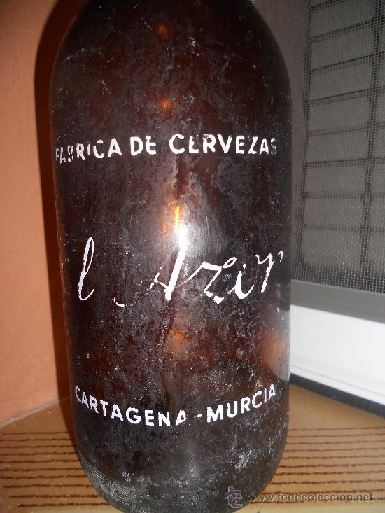 Botellas antiguas: ANTIGUA BOTELLA DE CERVEZA EL AZOR. 1 LITRO - Foto 3