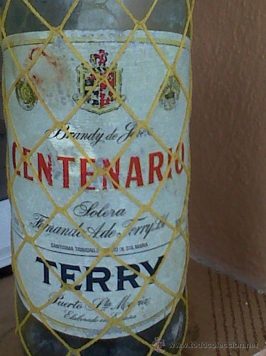 Botellas antiguas: BOTELLA DE CENTENARIO TERRY, CON MALLA. 1 LITRO - Foto 2
