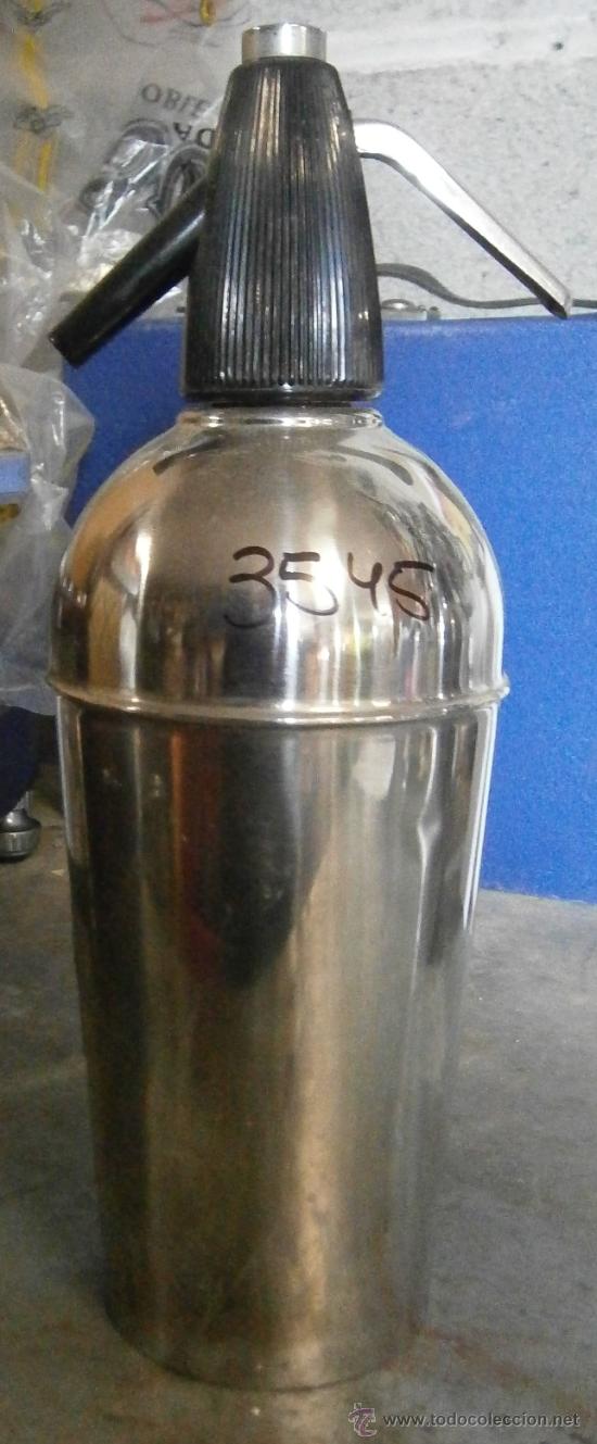 Botellas antiguas: Sif&oacute;n met&aacute;lico Anfa. - Foto 1