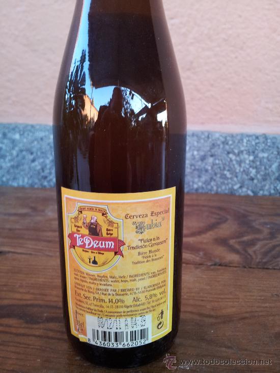 Botellas antiguas: BOTELLA DE CERVEZA TE DEUM, 33 CL. - Foto 2