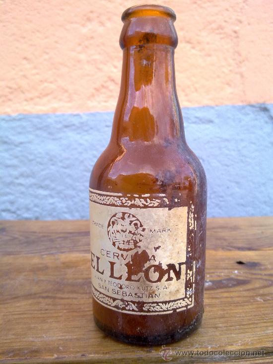 Botellas antiguas: BOTELLA DE CERVEZA EL LEON, SERIGRAFIADA. 1/5 - Foto 1