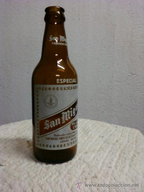 Botellas antiguas: BOTELLA  DE CERVEZA SAN MIGUEL - Foto 1