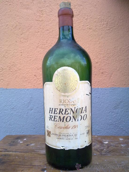 Botellas antiguas: GRAN BOTELLA DE CRISTAL DE VINO DE RIOJA - Foto 1
