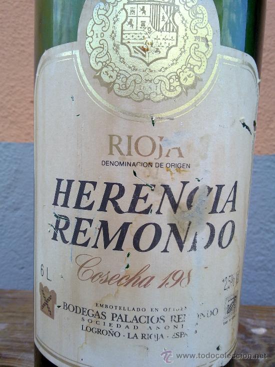 Botellas antiguas: GRAN BOTELLA DE CRISTAL DE VINO DE RIOJA - Foto 2