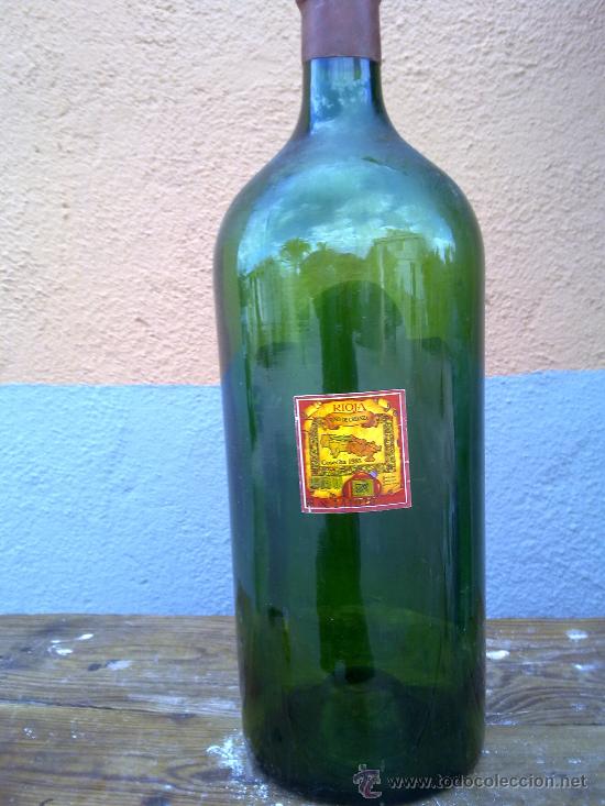 Botellas antiguas: GRAN BOTELLA DE CRISTAL DE VINO DE RIOJA - Foto 3