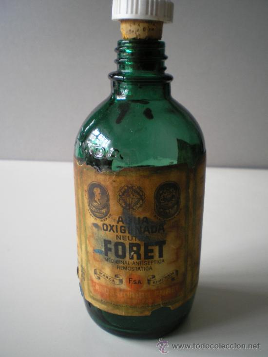 Botellas antiguas: BOTELLA DE AGUA OXIGENADA FORET - Foto 1