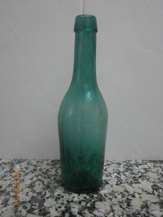 Botellas antiguas: ANTIGUA BOTELLA CRISTAL VERDE - Foto 1