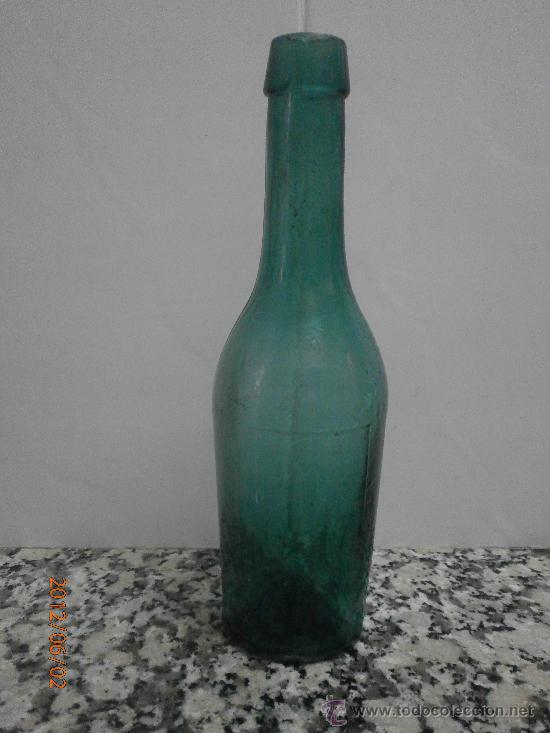 Botellas antiguas: ANTIGUA BOTELLA CRISTAL VERDE - Foto 2
