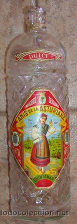 Botellas antiguas: Botella Anis de la Asturiana. Francisco Serrano - Foto 1