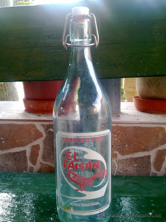 Botellas antiguas: botella de gaseosa  el faisan, 1 litro. - Foto 1