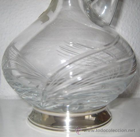Botellas antiguas: Jarra Cristal Roca tallada con base en plata - Foto 3