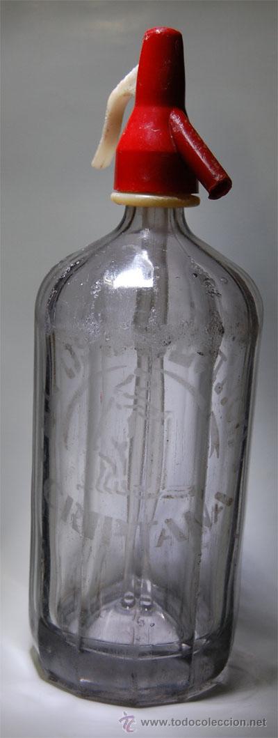 Botellas antiguas: SIF&Oacute;N OSO BLANCO DE CAMPO DE CRIPTANA // GRABADO A LA ARENA - Foto 1