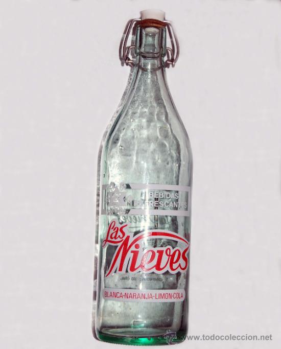 Botellas antiguas: BOTELLA DE VIDRIO - LAS NIEVES - Foto 1