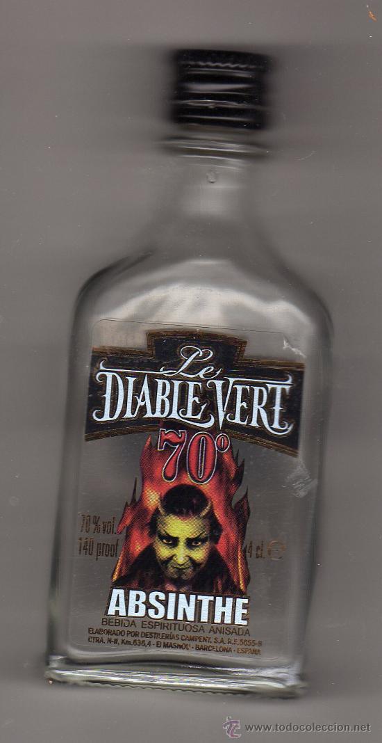Botellas antiguas: BOTELL&Iacute;N VAC&Iacute;O DE ABSENTA LE DIABLE VERT 70&ordm; (4 Cl.) - Foto 1