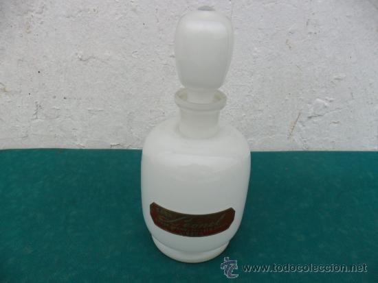 Botellas antiguas: bote de perfume de cristal opalino balnco - Foto 1