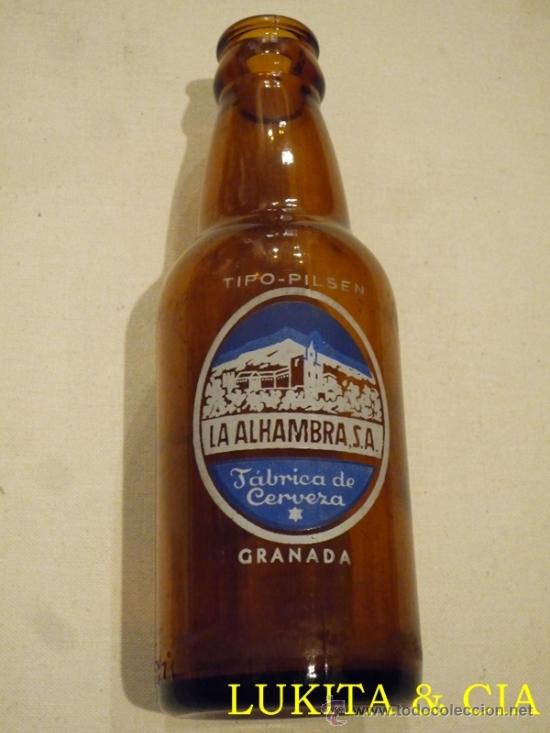 Botellas antiguas: BOTELLA DE CERVEZA ALHAMBRA - Foto 1