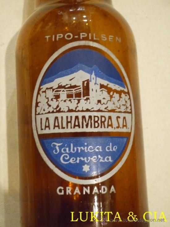 Botellas antiguas: BOTELLA DE CERVEZA ALHAMBRA - Foto 2
