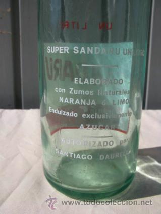 Botellas antiguas: Botella original de refresco SANDARU un litro, . - Foto 5