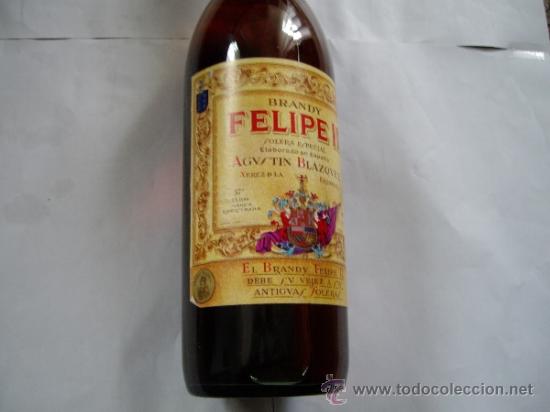 Botellas antiguas: BOTELLA BRANDY FELIPE II - Foto 1