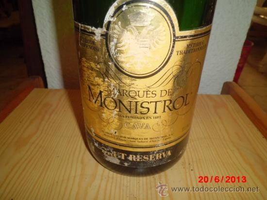 Botellas antiguas: BOTELLA GRANDE DE CAVA DE MARQUES DE MONISTROL - Foto 2