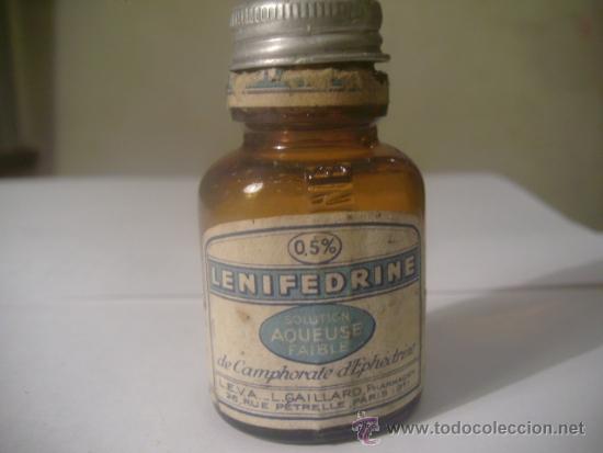 Botellas antiguas: FARMACIA BOTELLA ANTIGUA LENIFEDRINE - Foto 1