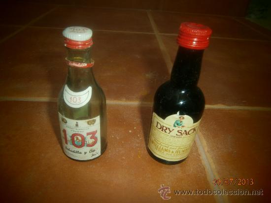 Botellas antiguas: 2 Botellas peque&ntilde;as DRY SACK y 103 - Foto 1