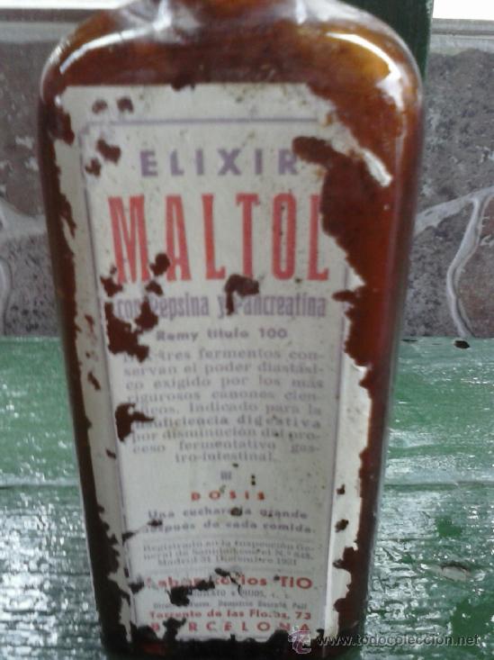 Botellas antiguas: antigua botella de elixir maltol, - Foto 2