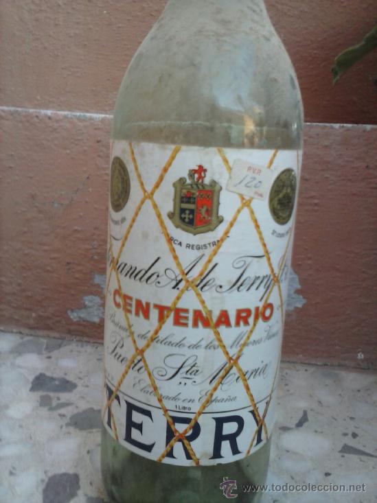 Botellas antiguas: antigua botella de brandy terry, 1 litro, - Foto 2