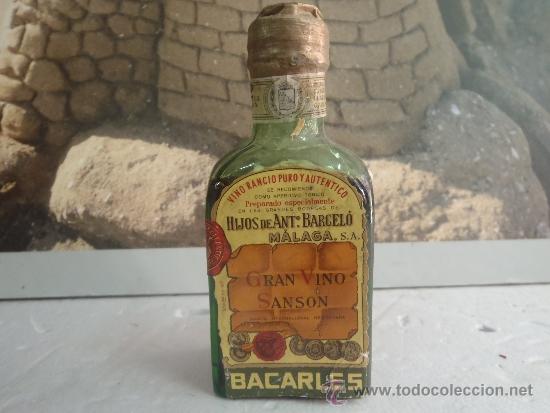 Botellas antiguas: BOTELLIN GRAN VINO SANSON BACARLES - Foto 1