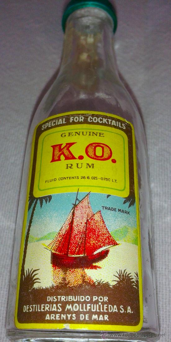 Botellas antiguas: MINI BOTELLA DE RUM GENUINE - Foto 1