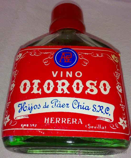 Botellas antiguas: MINI BOTELLA DE VINO OLOROSO - Foto 1