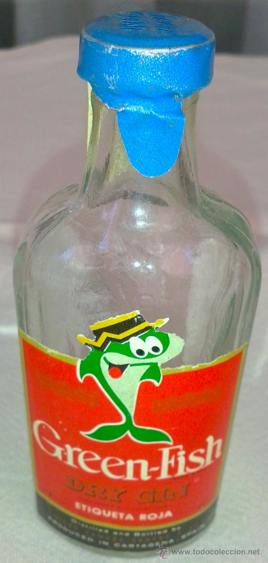 Botellas antiguas: MINI BOTELLA DE DRY GIN GREEN-FISCH - Foto 1