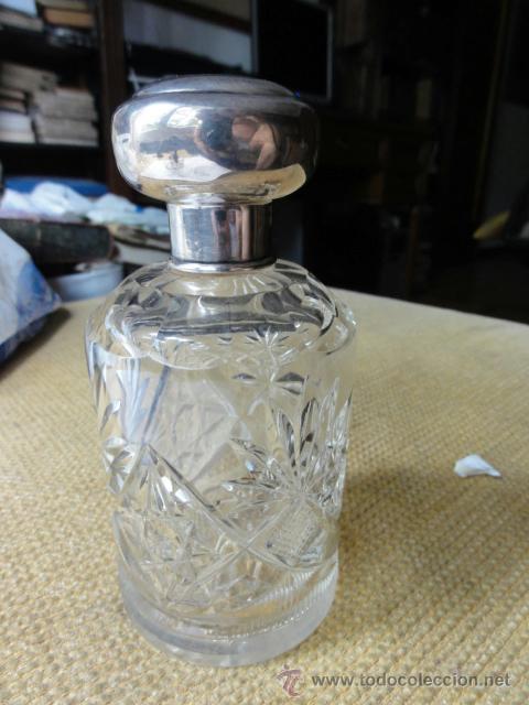Botellas antiguas: FRASCO CRISTAL Y PLATA - Foto 1