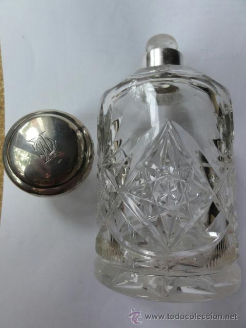 Botellas antiguas: FRASCO CRISTAL Y PLATA - Foto 2