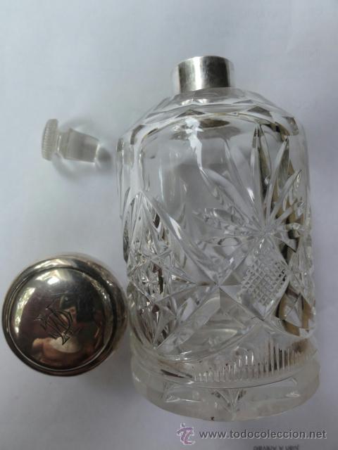 Botellas antiguas: FRASCO CRISTAL Y PLATA - Foto 3