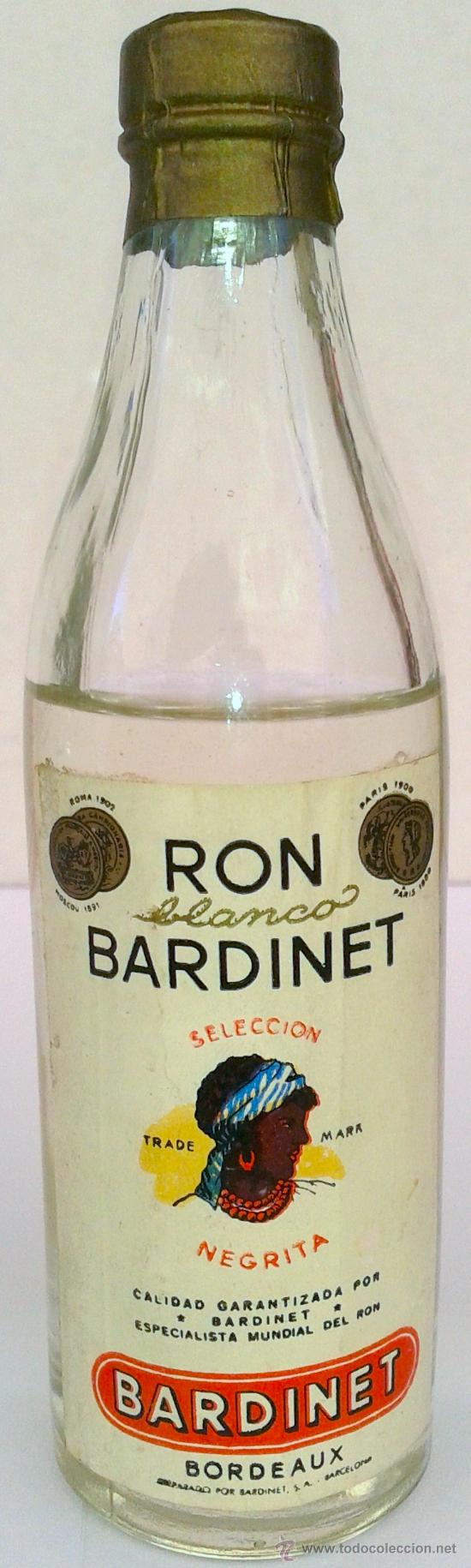 Botellas antiguas: MINI BOTELLA DE RON BLANCO BARDINET - Foto 1