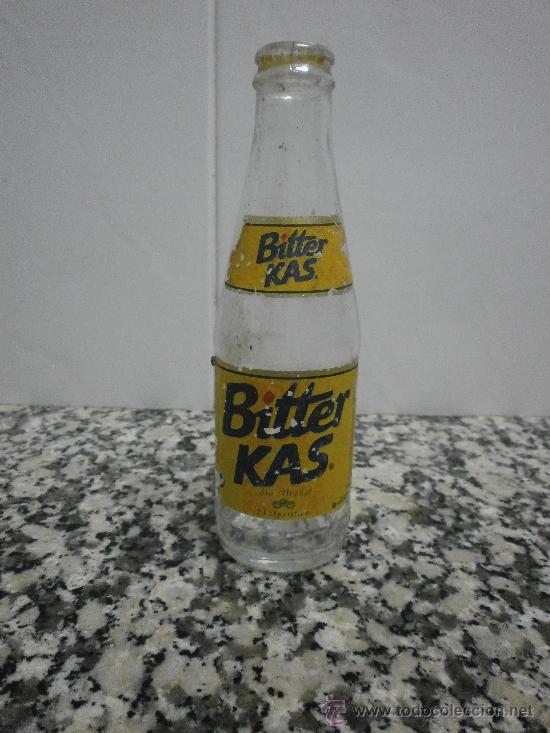 Botellas antiguas: BOTELLA BITTER KAS ETIQUETAS DE PAPEL - Foto 1