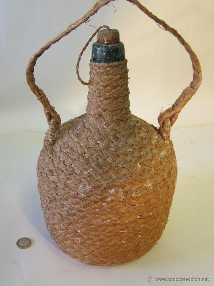 Botellas antiguas: GARRAFA CON FUNDA DE ESPARTO - Foto 3