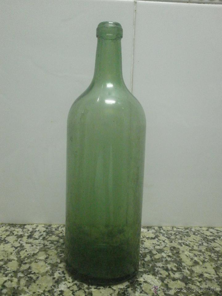 Botellas antiguas: ANTIGUA BOTELLA CRISTAL VERDE - Foto 1