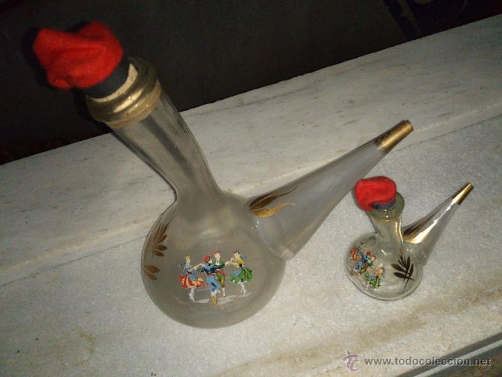 Botellas antiguas: LOTE DE 2 PORRONES DE CRISTAL - Foto 1