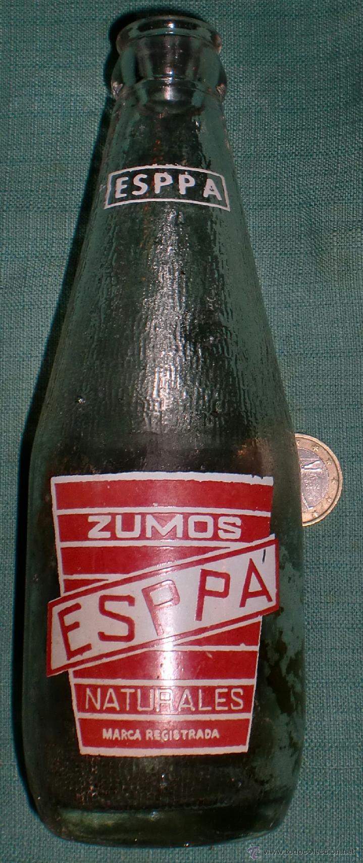 Botellas antiguas: Botella de zumos esppa serigrafiada - Foto 1