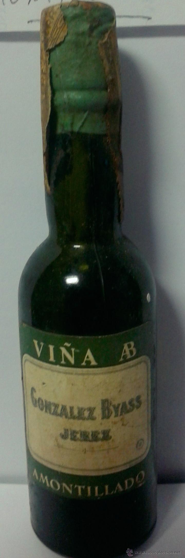 Botellas antiguas: MINI BOTELLA-VI&Ntilde;A AB- DE GONZALEZ BYASS - Foto 1