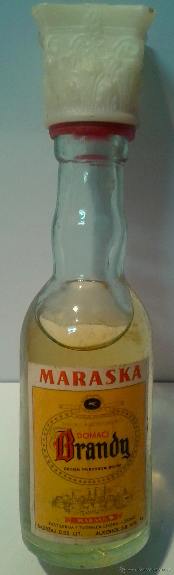 Botellas antiguas: MINI BOTELLA-MARASCKA-BRANDY- - Foto 1