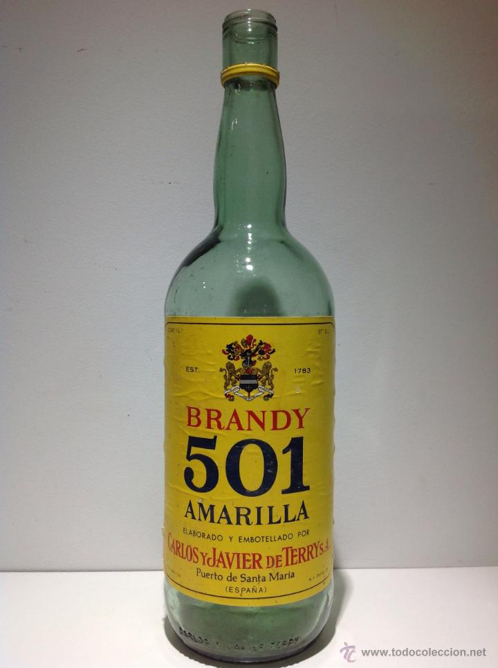 Botellas antiguas: BOTELLA DE BRANDY 501 AMARILLA. TERRY. - Foto 2