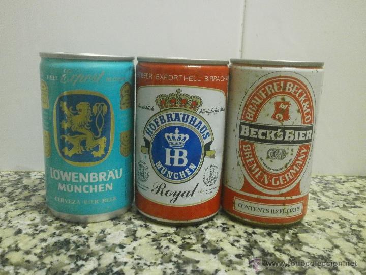 Botellas antiguas: 3 LATAS DE CERVEZA DIFERENTES - Foto 1