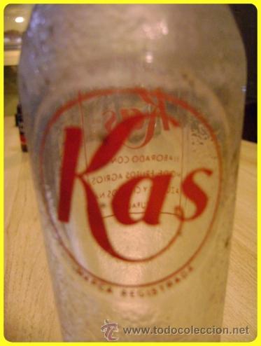 Botellas antiguas: Botella de refresco Kas, serigrafiada, de 20 cm - Foto 1