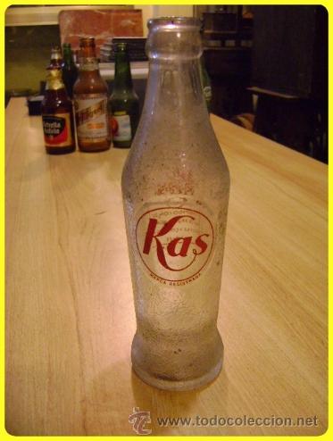 Botellas antiguas: Botella de refresco Kas, serigrafiada, de 20 cm - Foto 2