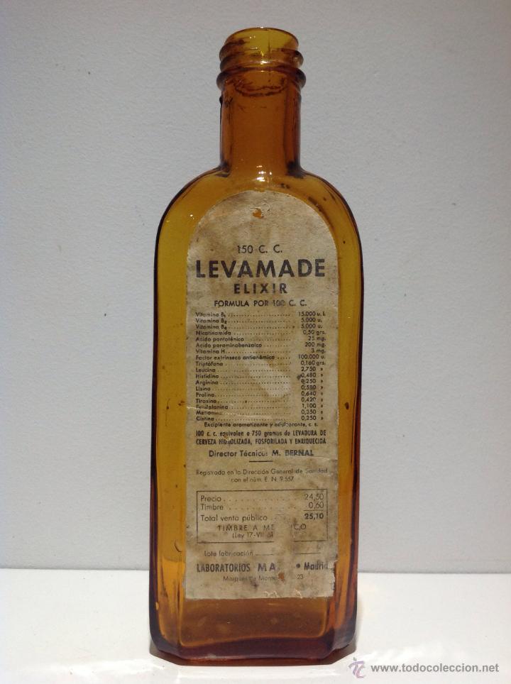 Botellas antiguas: ANTIGUA BOTELLA DE *LEVAMADE* ELIXIR. - Foto 1